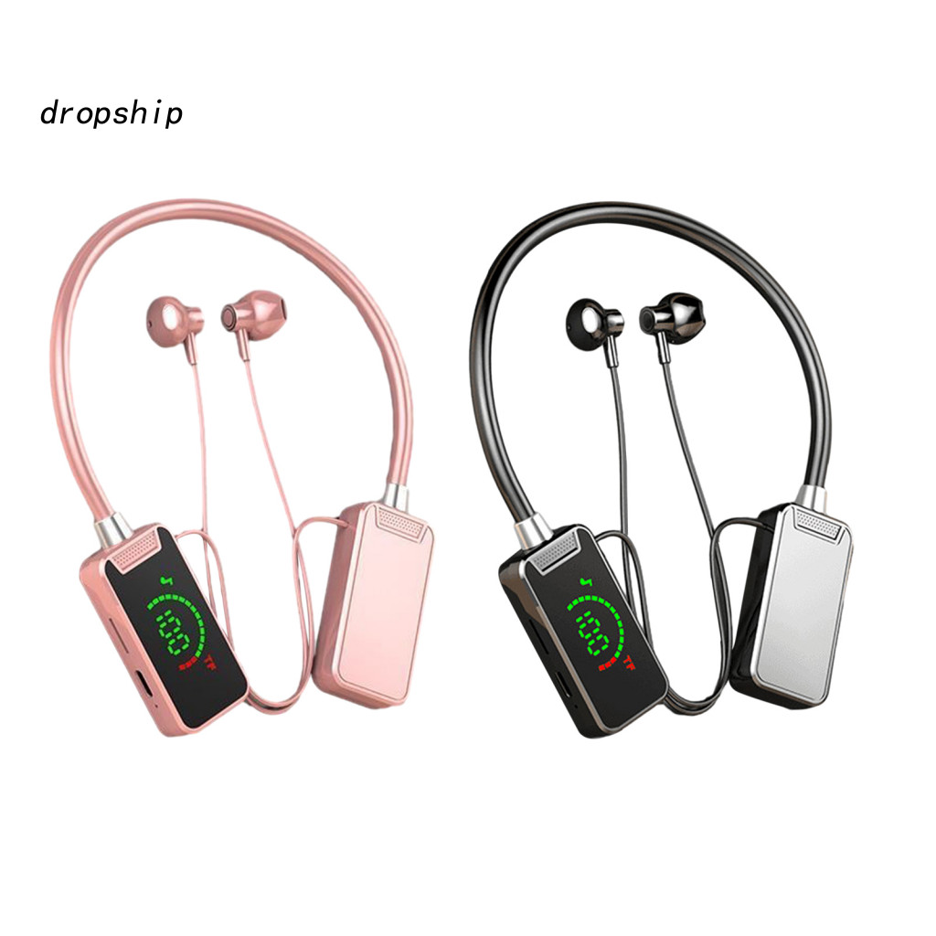 Earbuds High-fidelity Audio Sound Card Headset Wireless Bluetooth Earphones Neckband Waterproof Led Display Neck Hanging