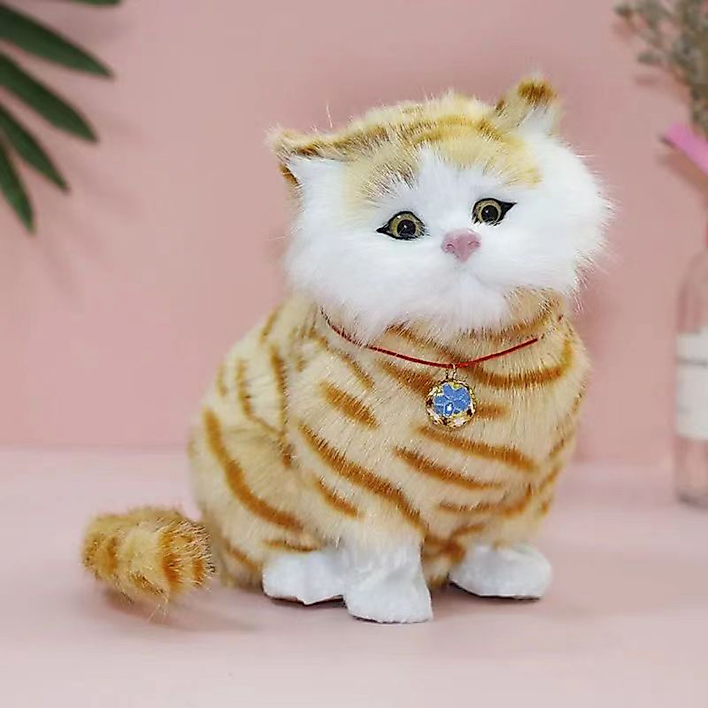 Electric Cat Toy Plush Realistic Meowing Cute Stuffed Animal Doll for Home Decor Gifts Perfect for Kids and Adults
