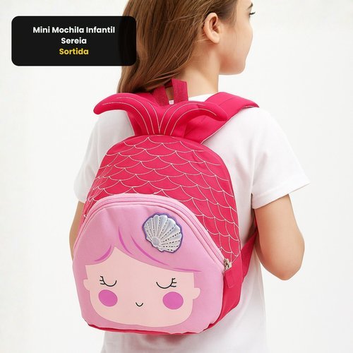 Mochila Mini Infantil Sereia Estampada Colorida Resistente Leve Escolar
