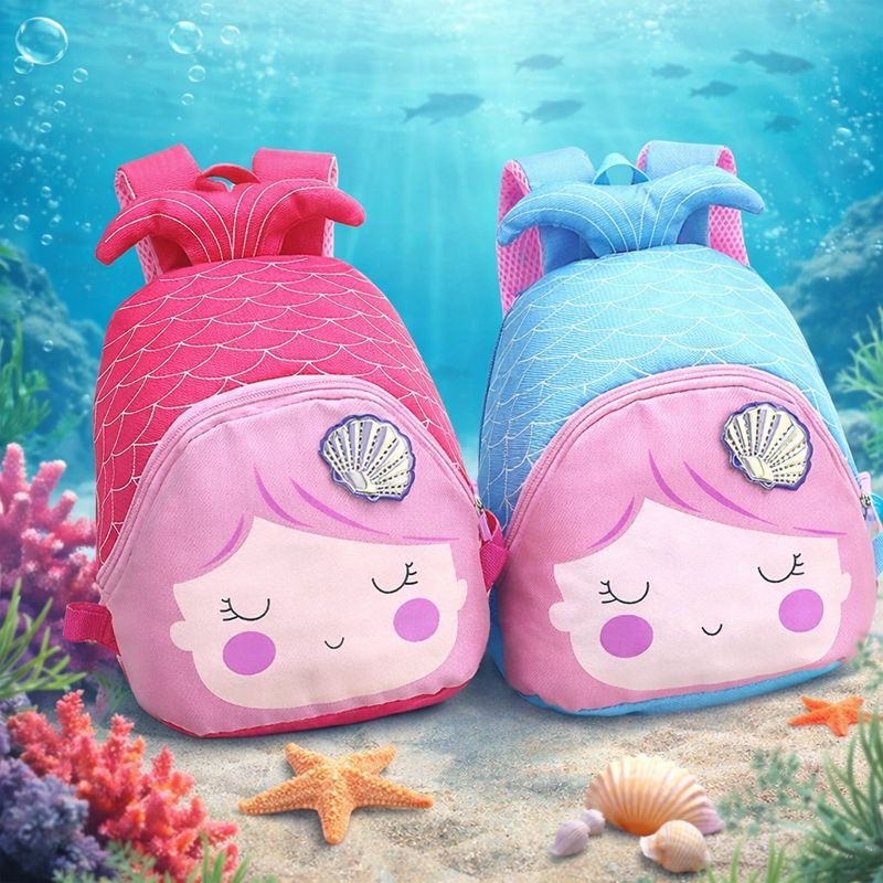 Mini Mochila Infantil Sereia Escolar Colorida Resistente Lanche Brinquedo Praia Aventuras