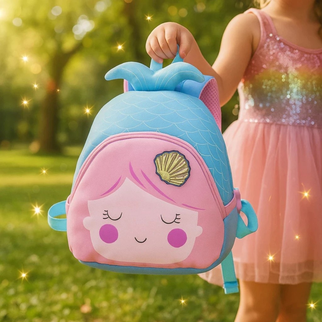 Mini Mochila Kids Sereia Infantil Colorida Zíper Passeio Escola Levar Livros Lanche