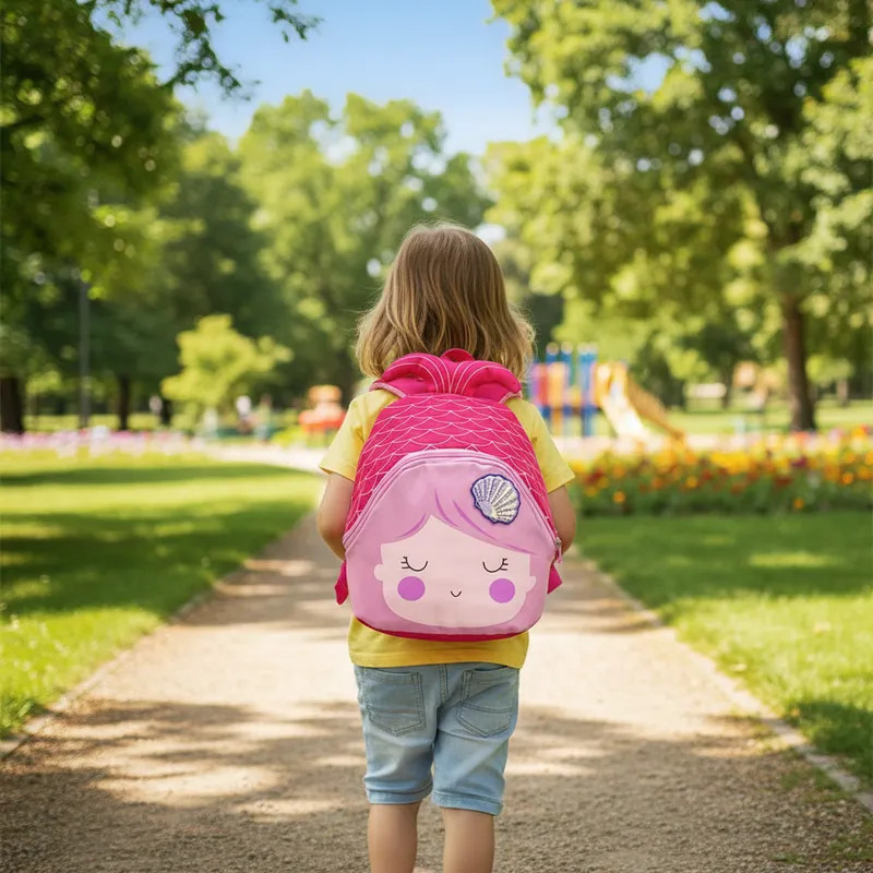 Mini Mochila Infantil Kids Sereia Colorida Compacta Bolsa Costas Passeio Escola Jardim Leve Zíper