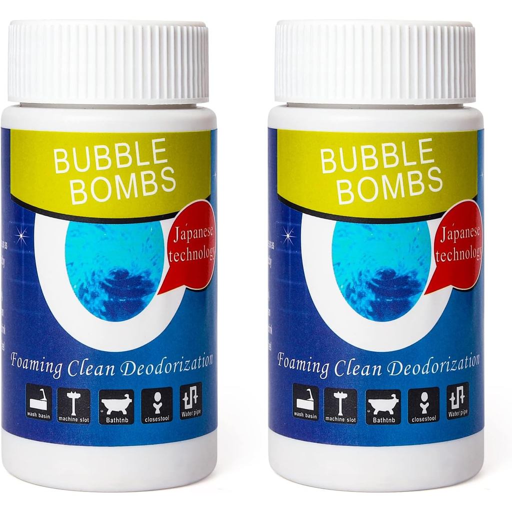 2 Pcs Powerful Magic Bubble Bombs Drain Cleaner - Fast Foaming Cleaner Powder Dredge Agent for Kitchen Toilet Pipeline Q