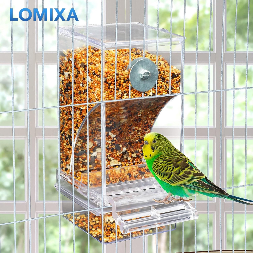 LOMIXA 1 Pcs Automatic Pure Bird Feeder Parrot Anti-Splash Food Large Capacity Cage Accessories