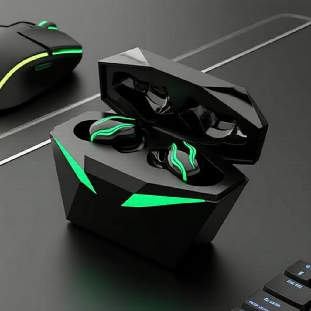 Vitog Fones de Ouvido Gaming Sem Fio - Som Estéreo, Redução Ativa de Ruído, Latência Ultrabaixa, Iluminação RGB