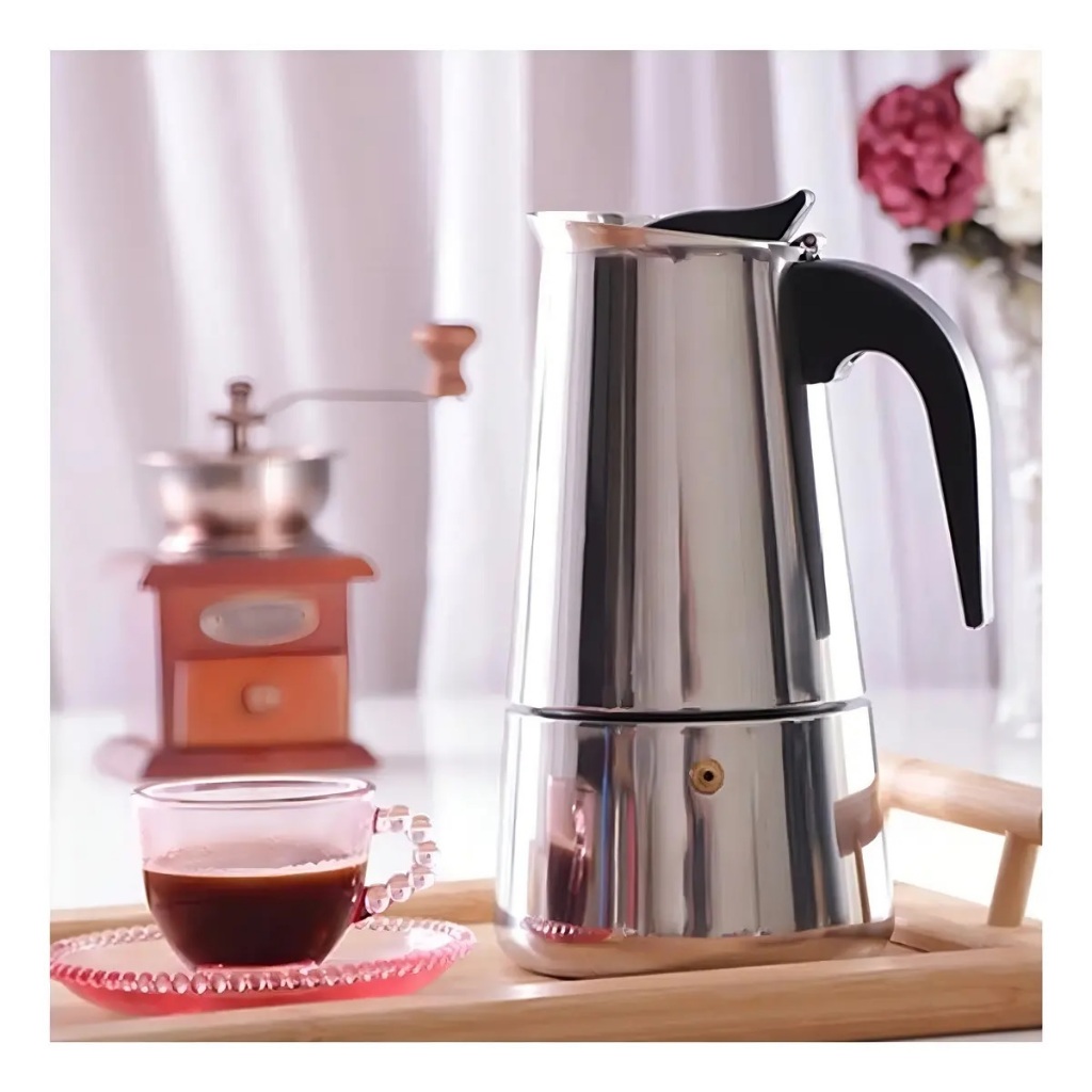 Cafeteira Italiana Inox Premium Capacidade 6 Xicaras Design Duravel Facil Uso