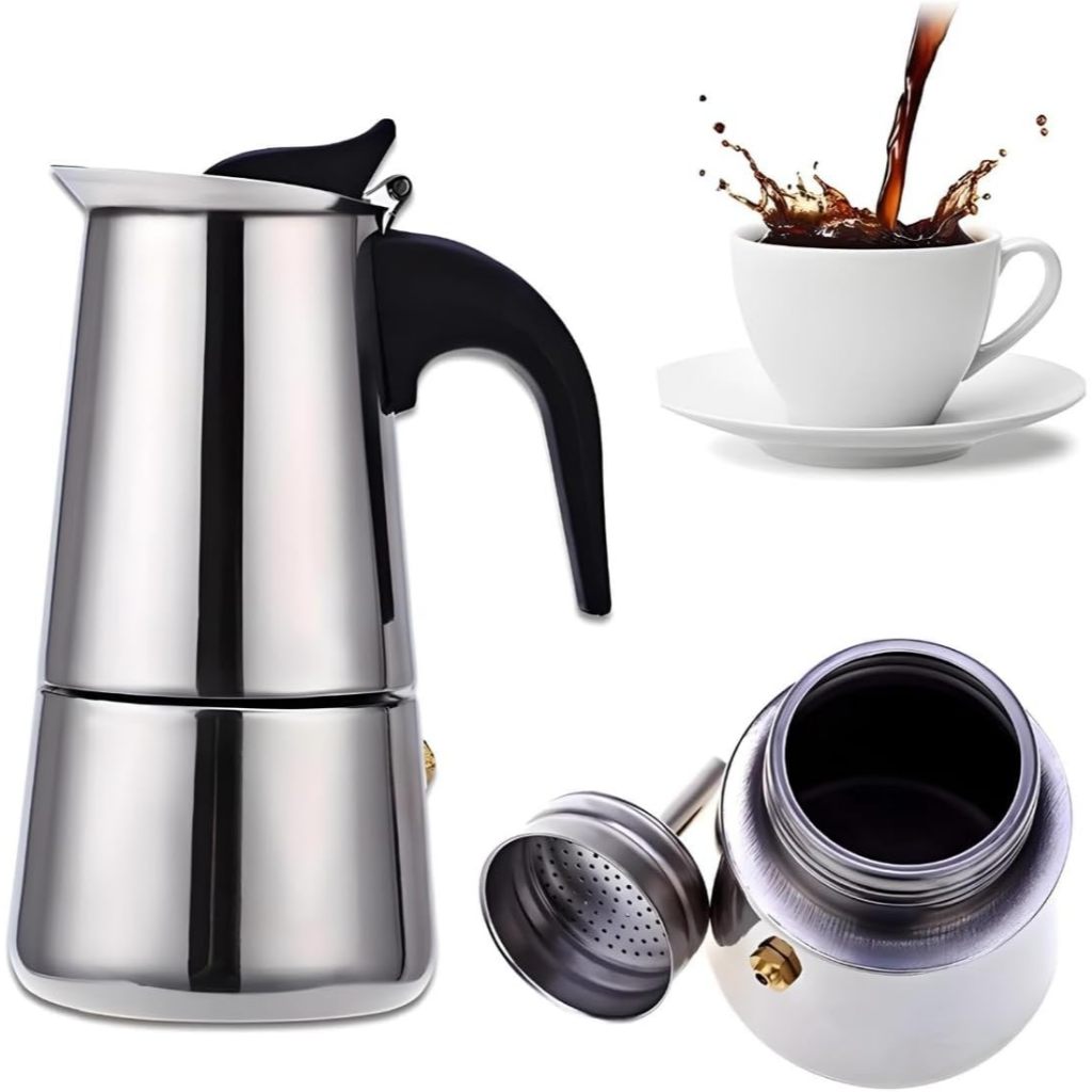 Cafeteira Italiana de Alumínio Aço Inox Premium para 6 Xícaras Capacidade De 300ML