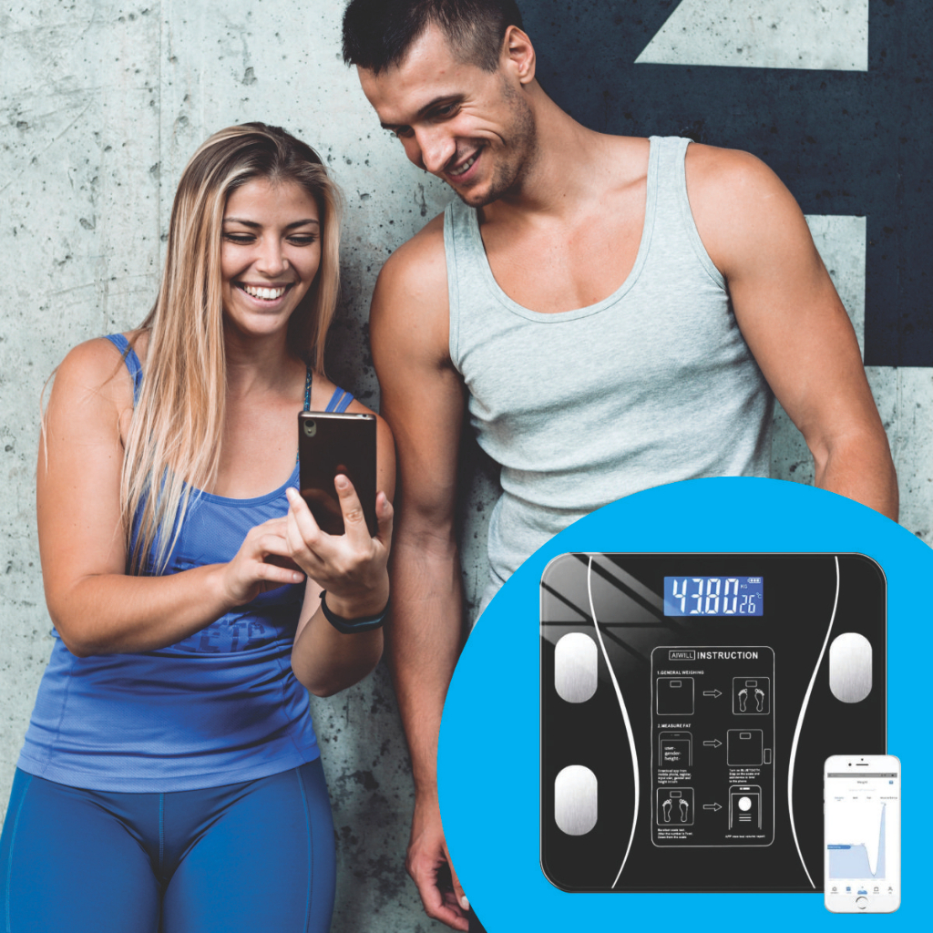 Balança Bluetooth 180Kg c/ Bioimpedância – Controle de Gordura, IMC, Músculos e Saúde no App