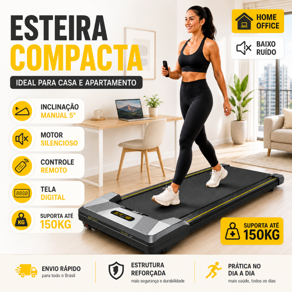 Esteira ErgoméTrica EléTrica 2.0hp Silenciosa DobráVel Com Bluetooth 6km/H Capacidade 150kg Uso Residencial Tela Led