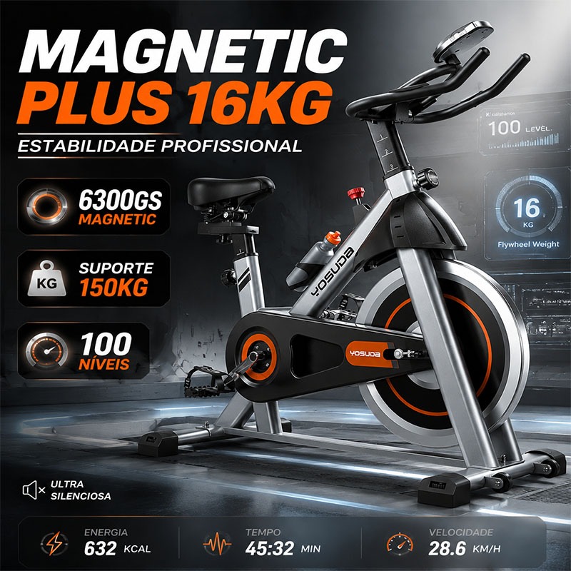YOSUDA Bicicleta Ergométrica Profissional 16kg Flywheel Silenciosa Bluetooth APP 150kg Academia Casa