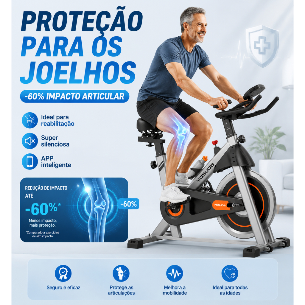 YOSUDA bicicleta ergométrica para idoso 16kg Silenciosa Proteção Joelho Baixo Impacto APP Bluetooth