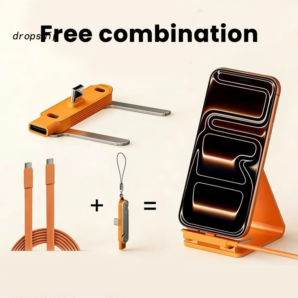 Zinc Alloy Phone Stand Tangle-free Charging Cable Foldable Mobile Holder with 240w Ultra-fast Usb-c – Perfect for Gami