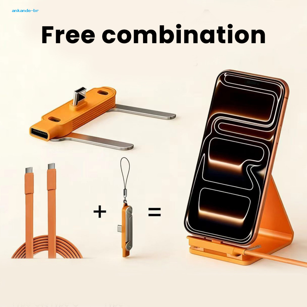 Zinc Alloy Phone Stand Fast Data Sync Cable Foldable Mobile Holder with 240w Ultra-fast Usb-c Charging – Perfect for G