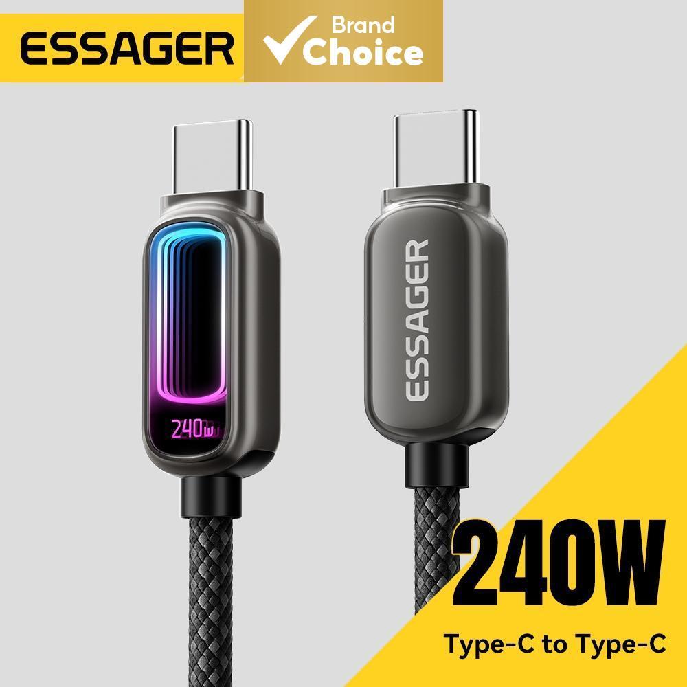 Essager De Cabo Tipo C Para 240W 100W Carregamento Rápido De Luz RGB De Respiração Dinâmica Multicolorida