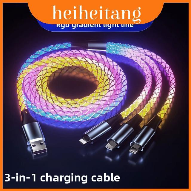Carregamento Rápido Super Rgb Gradiente Relâmpago Micro Cabo Usb Tipo C Com Vários Dispositivos De Alimentação De 66w Pa