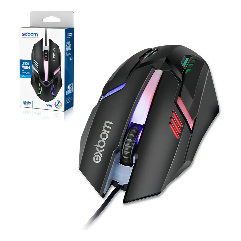 Mouse Gamer Exbom  Usb Rgb Dpi 1200