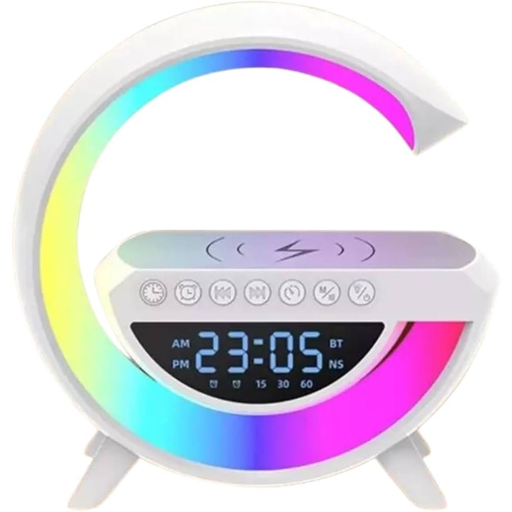 Luminária G Speaker Rgb Bluetooth Carregador Indução Relógio Cor da estrutura Branco