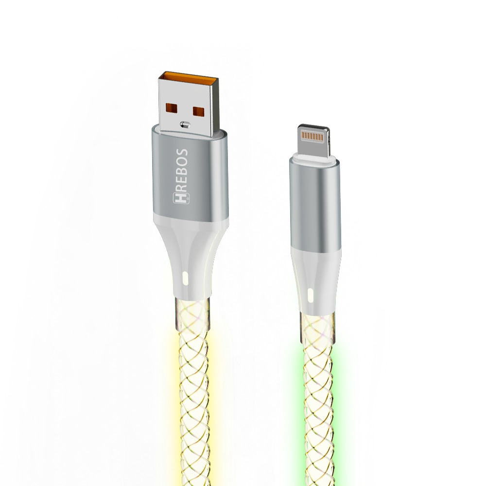 Cabo Turbo Hrebos Cb-507i Neon Rgb Usb Para Lightng 1m