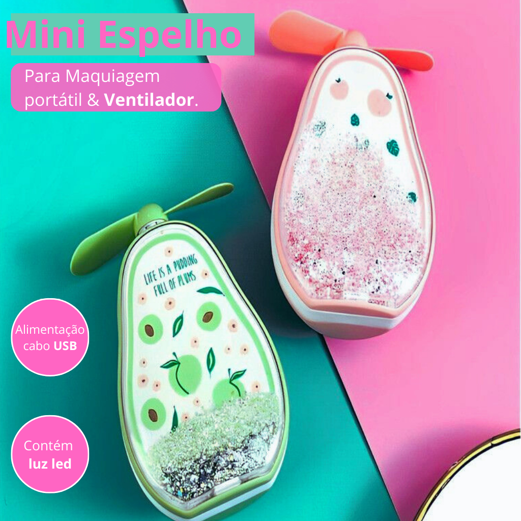 Mini Espelho Ventilador USB para Maquiagem
