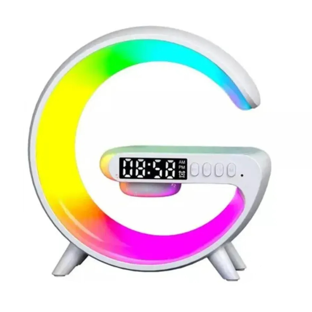 Alto-Falante Bluetooth Inteligente com Luz RGB e Carga Sem Fio 15W
