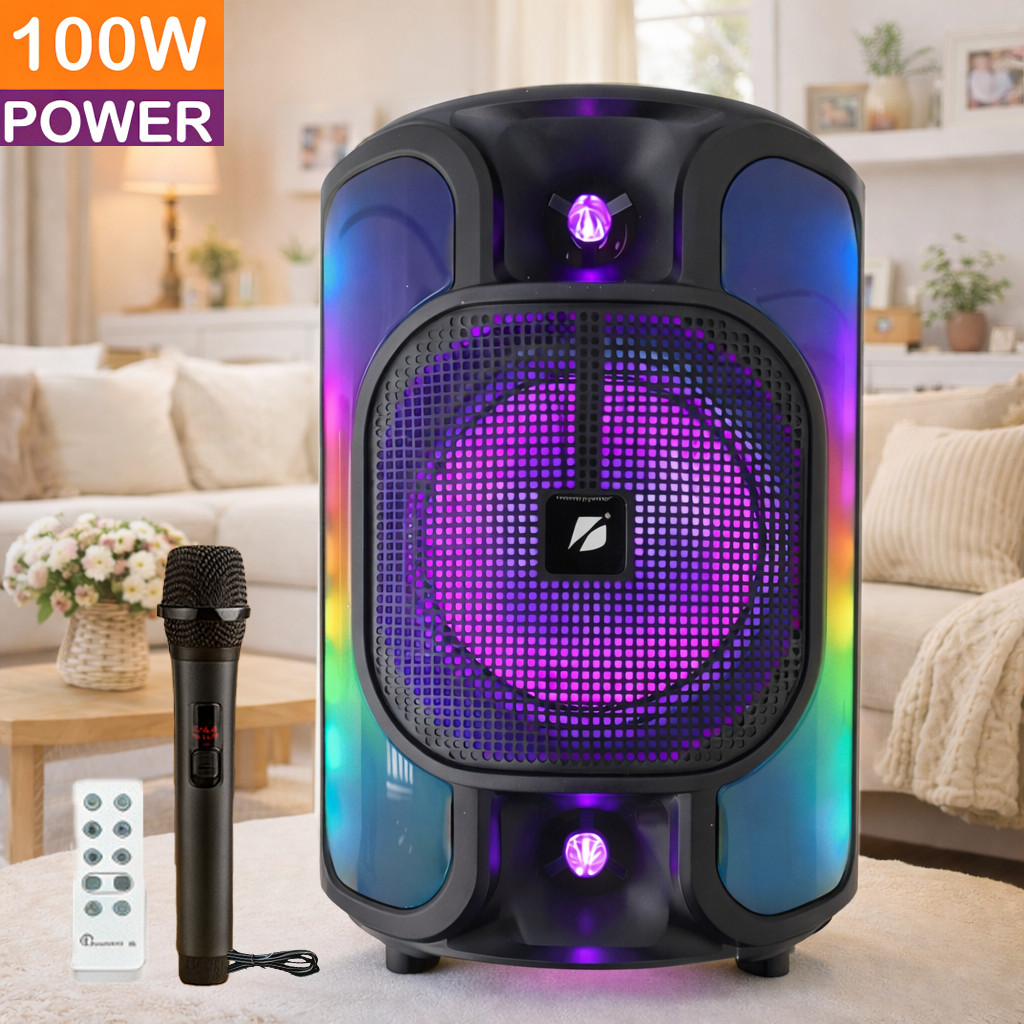 Caixa de Som Bluetooth Portátil Potente LED RGB TWS FM C/microfone 100W para Festa Viagem Praia