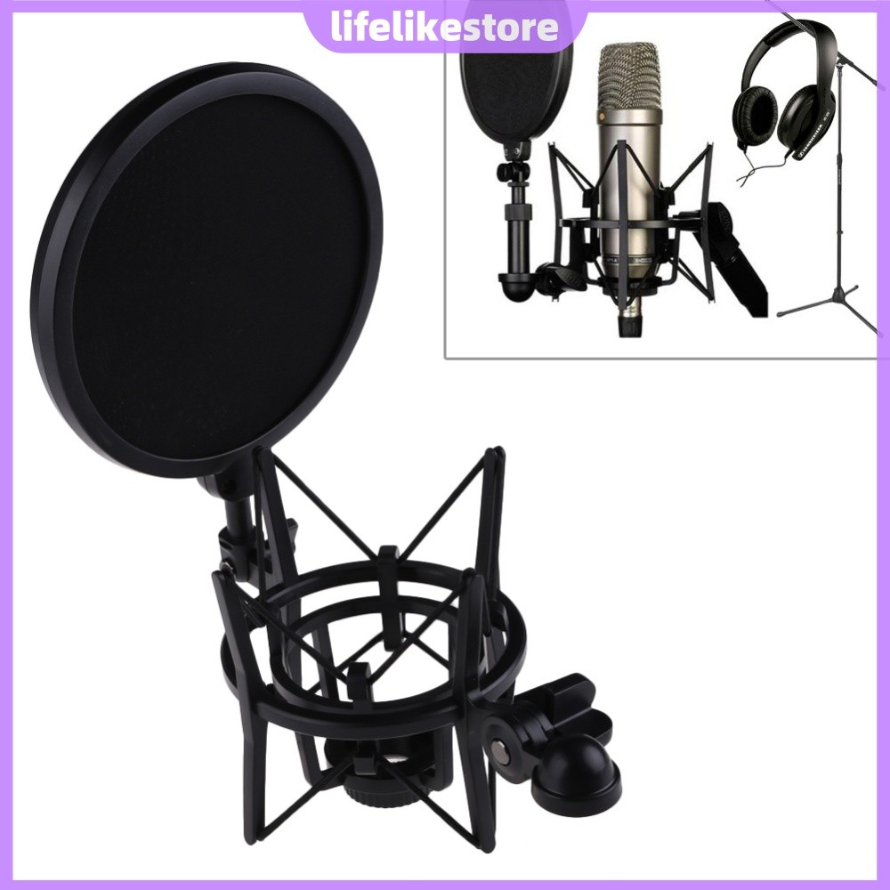 Suporte De Montagem Antichoque De Microfone Premium Com Tela De Proteção Para Uso Em Estúdio [lifelikestore.br]