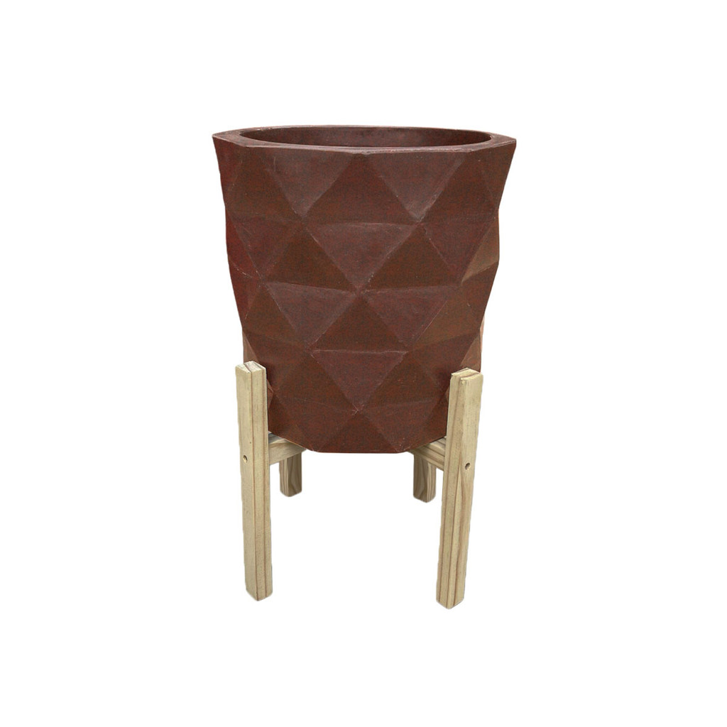 Vaso Decorar Plantar Premium Decor 3D + Suporte Tripe Pinus 50x30 cm