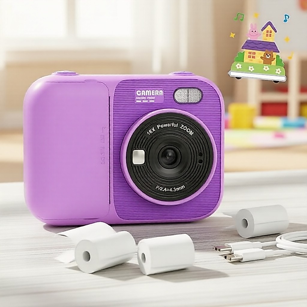 Mini Impressora Fotográfica Infantil , Câmera De Impressão Instantânea , Lente Premium De Alta Definição Embalada Com Pa