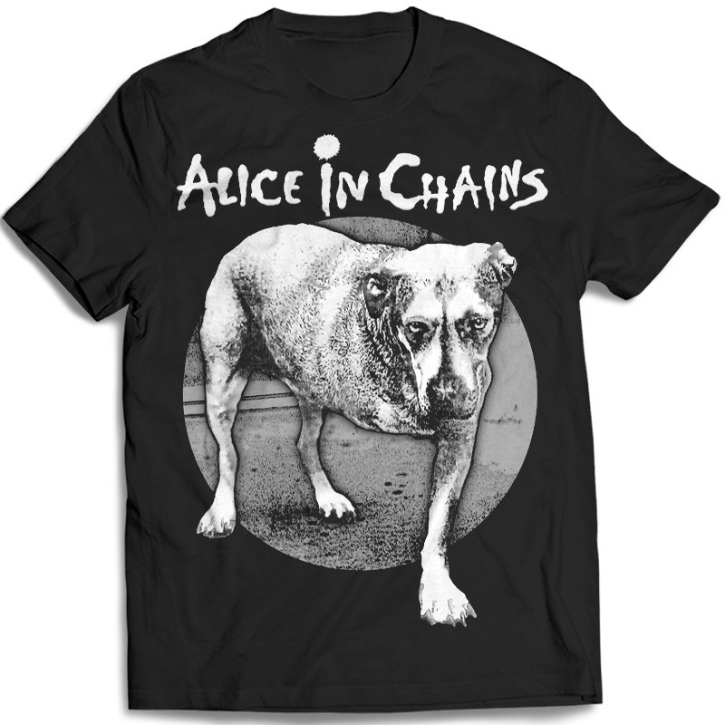 Camiseta Premium em Algodão Puro Camiseta De Banda de Rock Alice In Chains TriPod The Dog PB