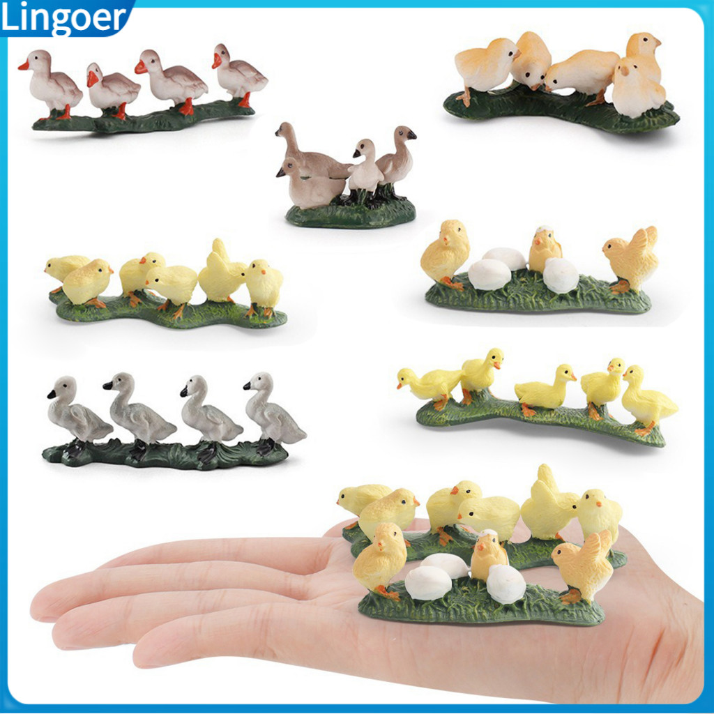 Realistic Poultry Figurines Set Mini Chick Duck Goose Models for Educational Toys Farm Decor Home Office Ornament Kids L