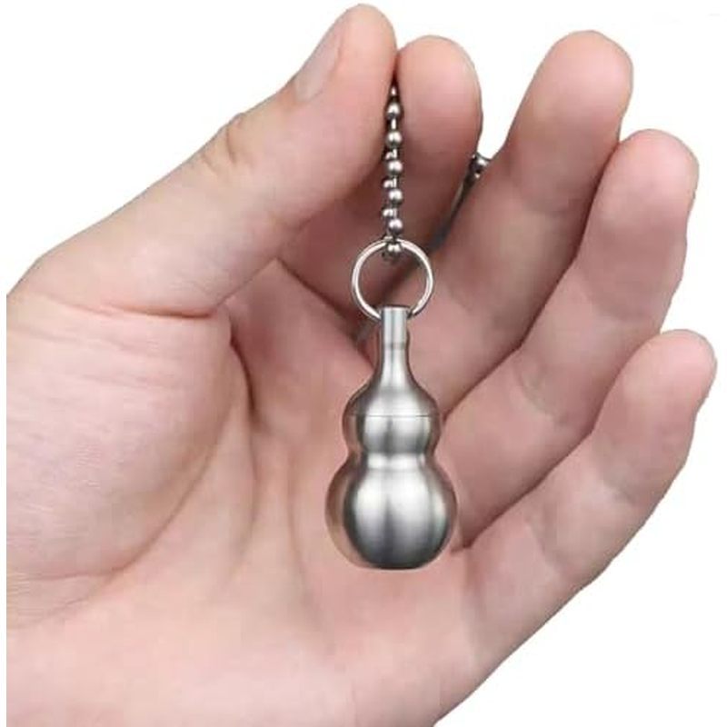 Gourd Shape Stainless Steel Keychain Pill Holder Pill Container Portable Pill Case for Backpack, Keyring Watertight Trav