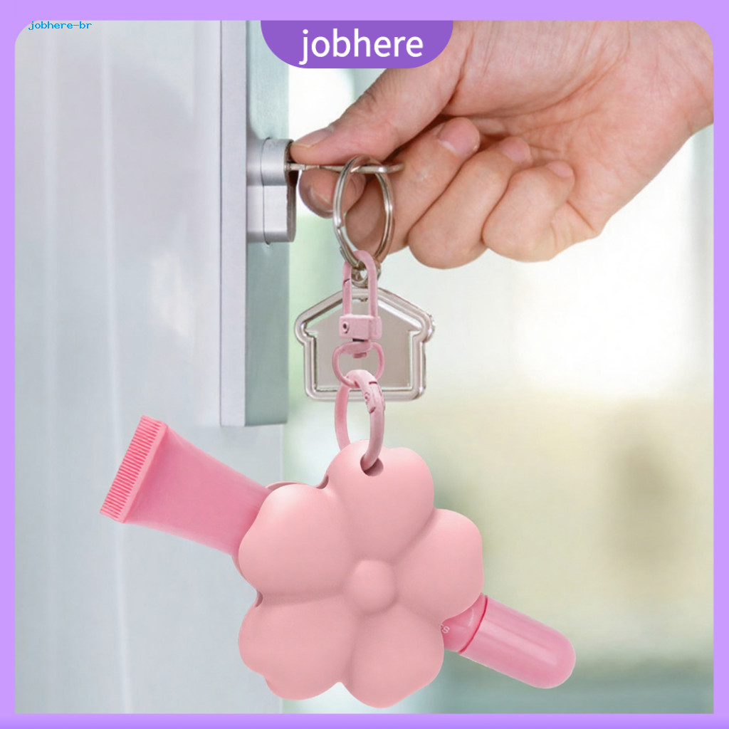 Keychain Pendant Lip Balm Holder Silicone Flower Lipstick – Portable Carrier for Backpack Handbag Travel-friendly Glos