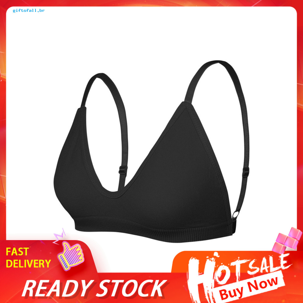 Back Support Wireless Bra Push-up Women’s V No Underwire Triangle Plunge Bralette Soft Non-padded Everyday T-shirt for