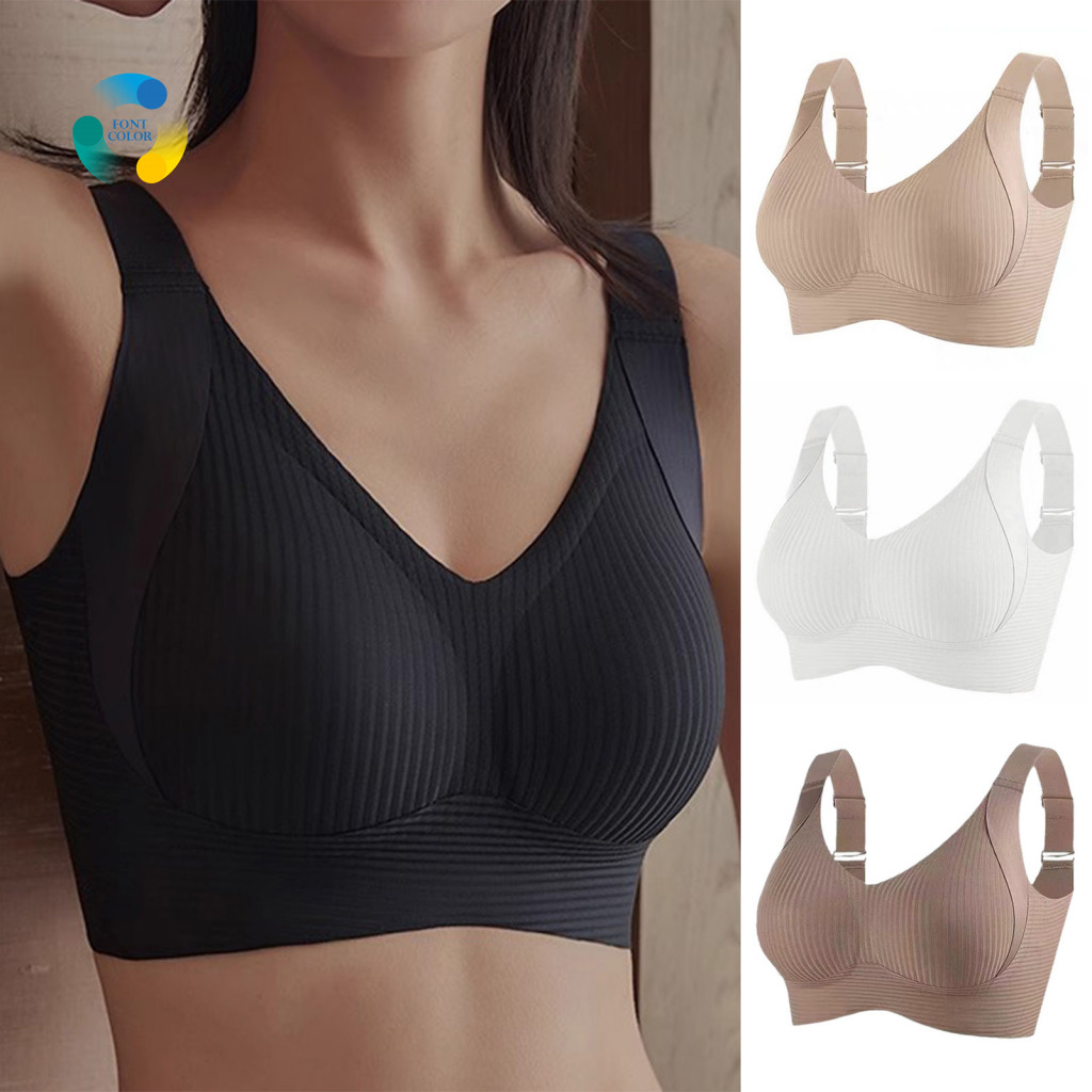 Full Cup Bralette Women’s Seamless Wireless Push-up Bra Wide Straps Coverage Comfortable Supportive T-shirt for Everyd