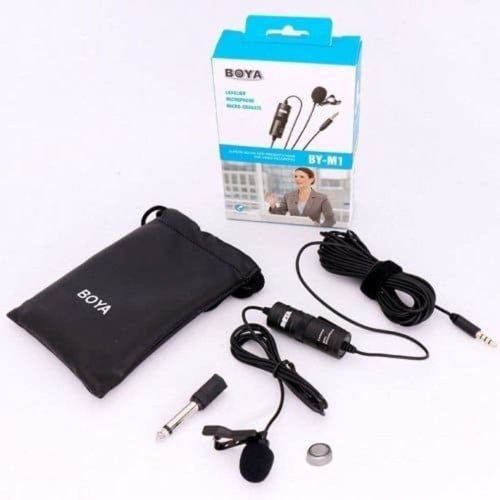 Microfone Lapela Profissional Boya BY-M1 3,5mm Stereo Para Cameras e Smartphones