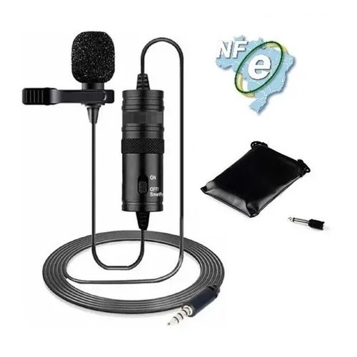 Microfone Lapela Omnidirecional P Smartphone, iPhone Cabo 6m Nano Shop