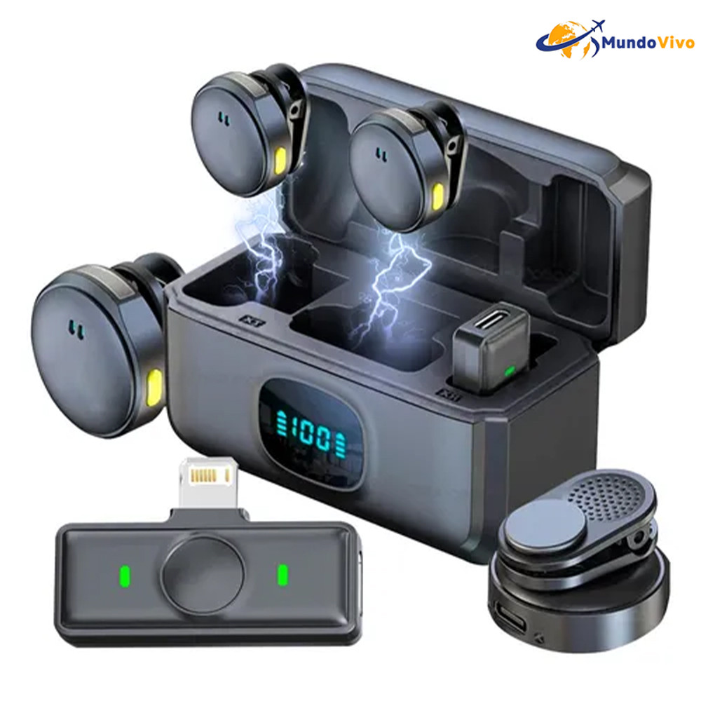 Microfone Sem Fio para Smartphone com Cancelamento de Ruído - iPhone/Android Type-C (Ideal para Vídeos, TikTok e Vlogs)