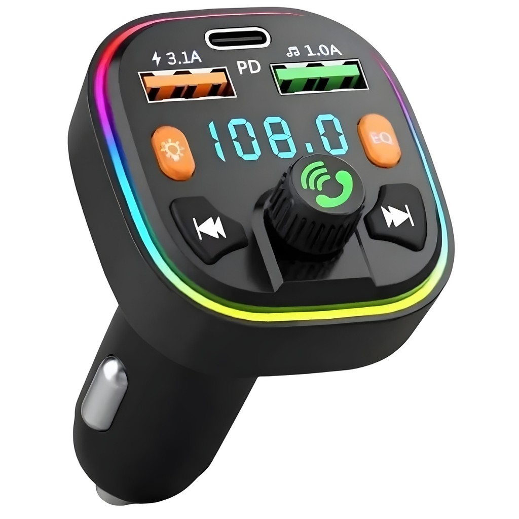 Carregador Rápido Com Transmissor Bluetooth Fm Para Veículos