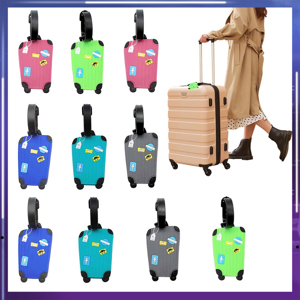 10 Pack Luggage Tag for Suitcase,Leather Bag Tags Identifiers,for Women Men Kids Girls Travel,5,8x5,2x0,5cm