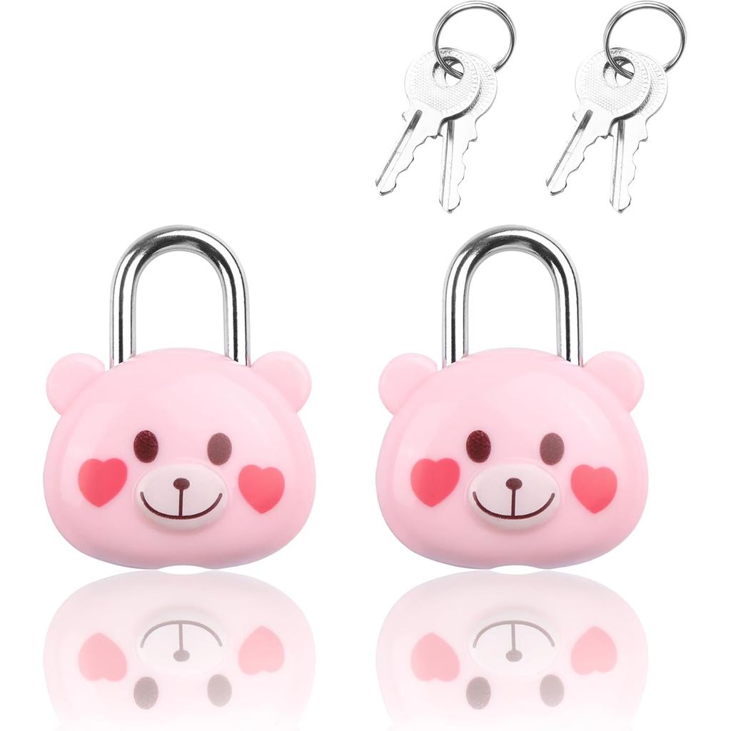 YAODHAOD Cute Little Bear with Keys, Mini Padlock for Gym Lockers, School Lockers, Diaries, Jewelry Boxes, Suitcase