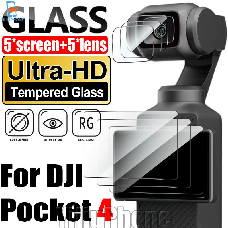 [Bless] 1/3/5 Conjuntos De Protetor De Tela De Lente Para DJI Pocket 4-Película Protetora De Câmera De Vidro Temperado-F
