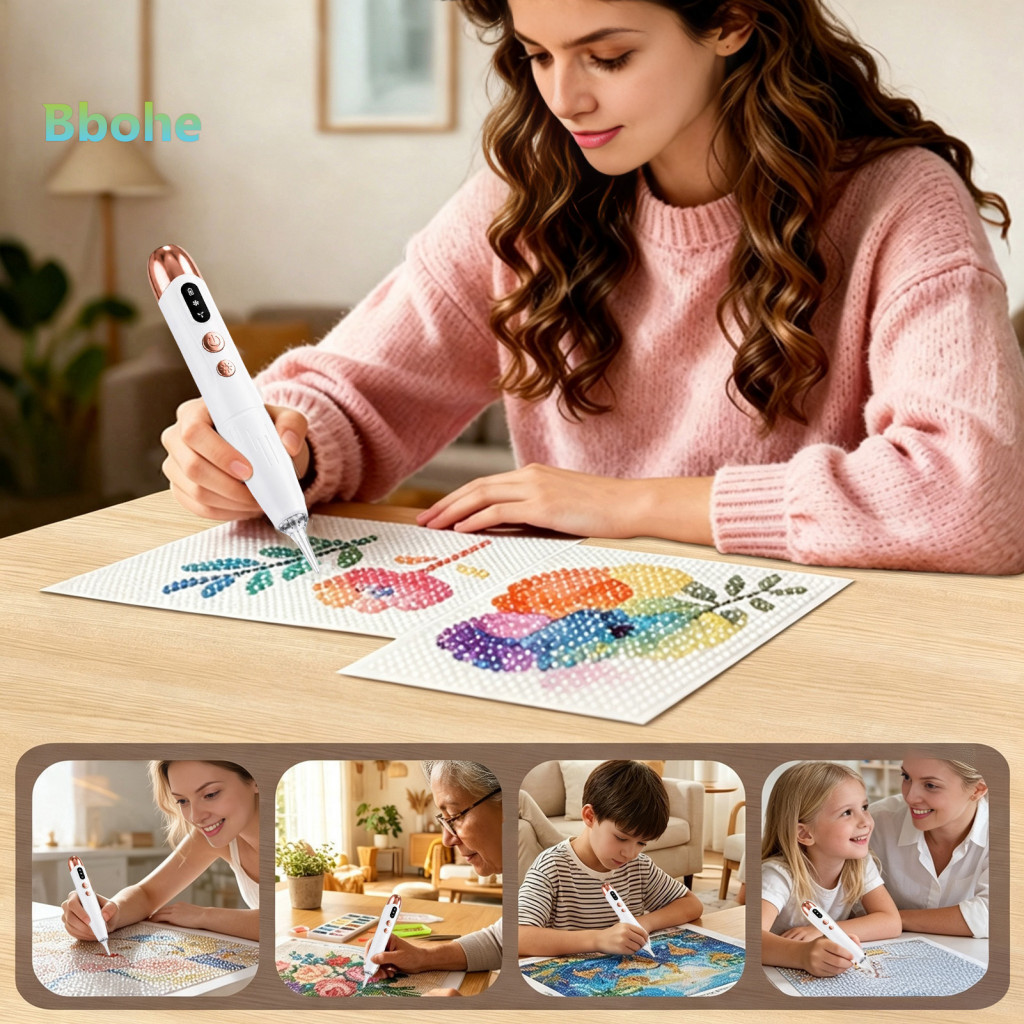 Faux Diamond Art Pen Rechargeable Rhinestone Electric with Light Wireless Vacuum 2 Suction – Perfect Diy Crafting for