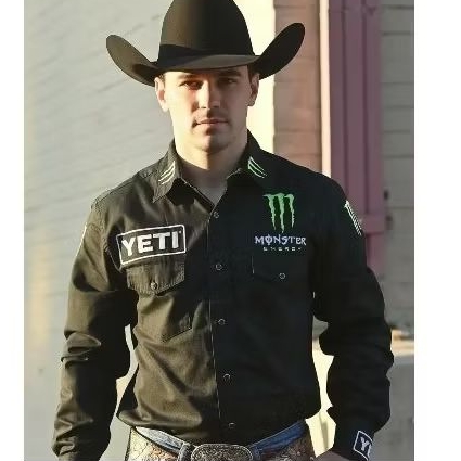 Camisão PBR Monster Profissional  Competição Shirt Long Sleeved Black Cowboy Western Men