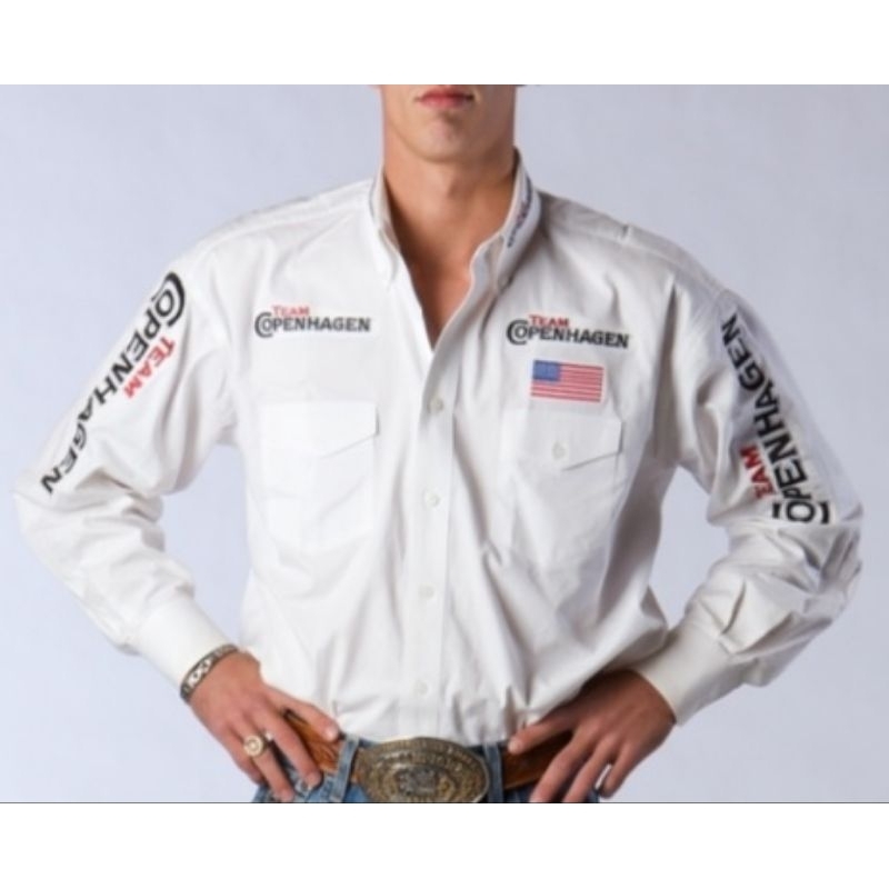 Camisão PBR Teams Copenhagen Rodeio Western Cowboy Long Sleeved Black Shirts