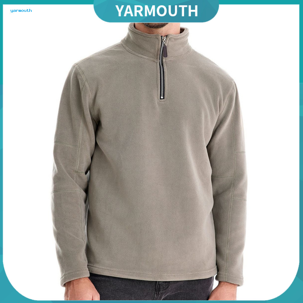 Long Sleeves Sweatshirt Long-sleeved Men's Fall Winter Half-zip Stand Collar Sleeve Solid Color Warm Sport Top Casual Da