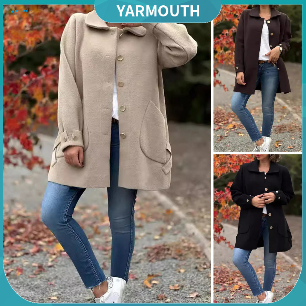 Feminine Outerwear Women Long-sleeved Jacket Women’s Fall Spring Coat Single-breasted Loose Cardigan with Turn-down Co