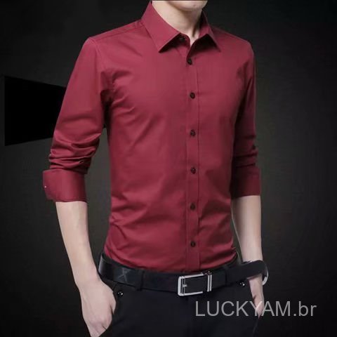[Professional shirt]Casual shirt Work shirt Men's long-sleeved slim-fit non-iron professional business formal work white
