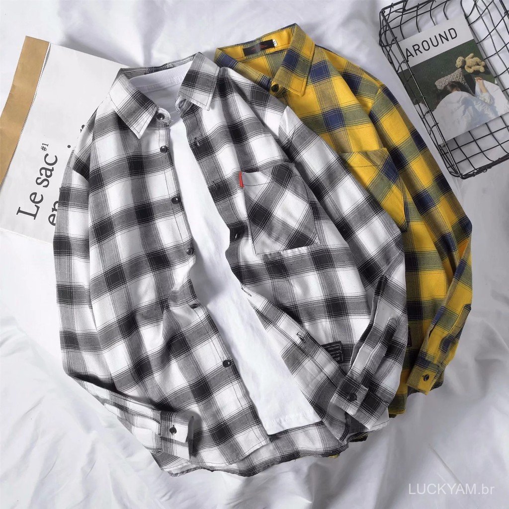 [Advanced Sense]Men's long-sleeved shirt Men's Korean-style trendy autumn new student stylish fresh Hong Kong-style loos