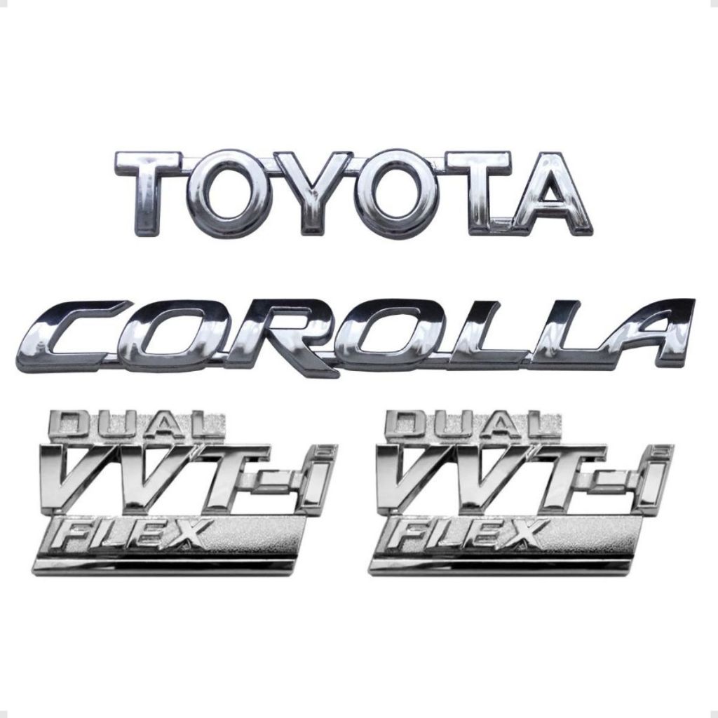 Emblemas Toyota Corolla E Dual Vvt-i Flex 2009 2010 2011 2012 2013 2014 2015 2016 2017 2018 2019