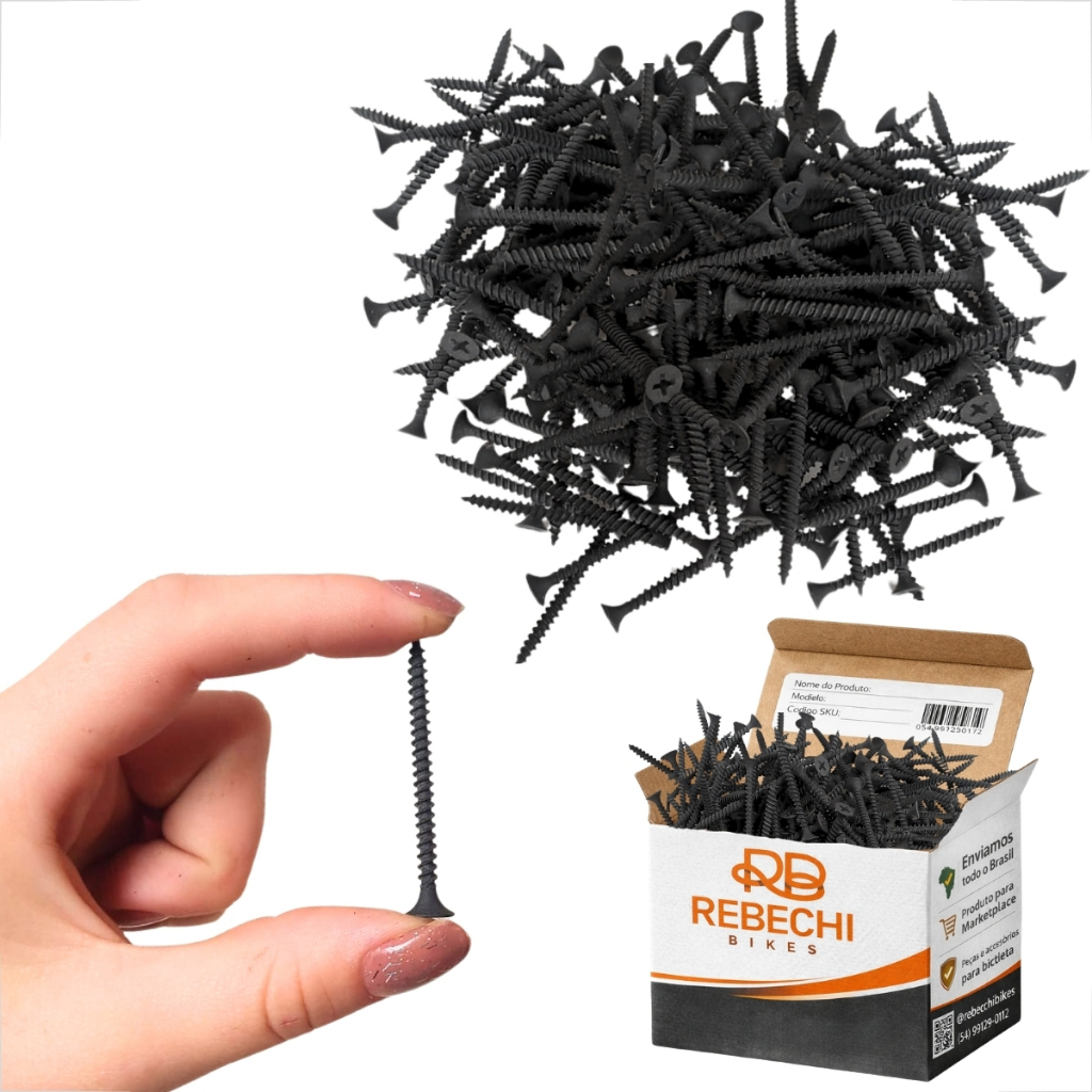 Kit Parafusos 3,5 X 45 Mm 100 Unidades Prateleira Invisível Kit Parafuso Cento Agulha Preto Trombeta